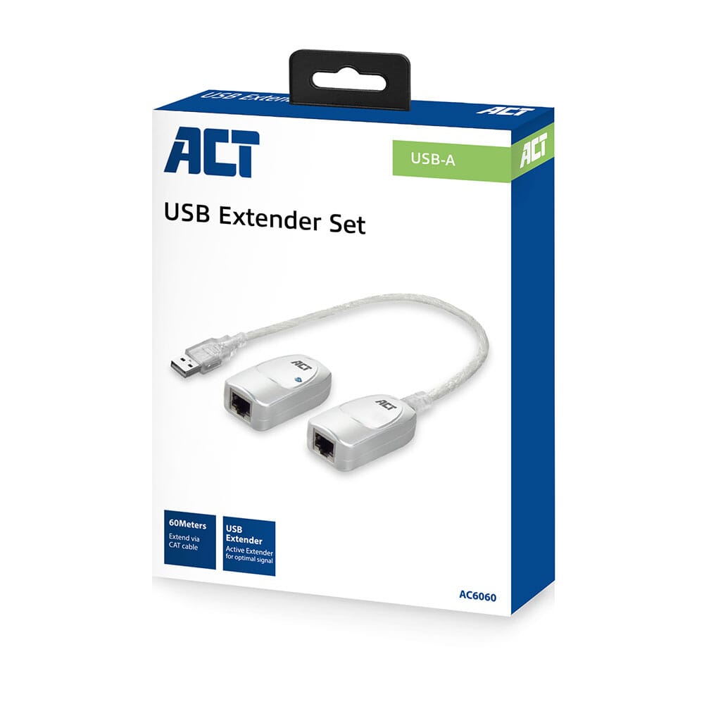 ACT USB Extender set over UTP, extender tot 60 meter
