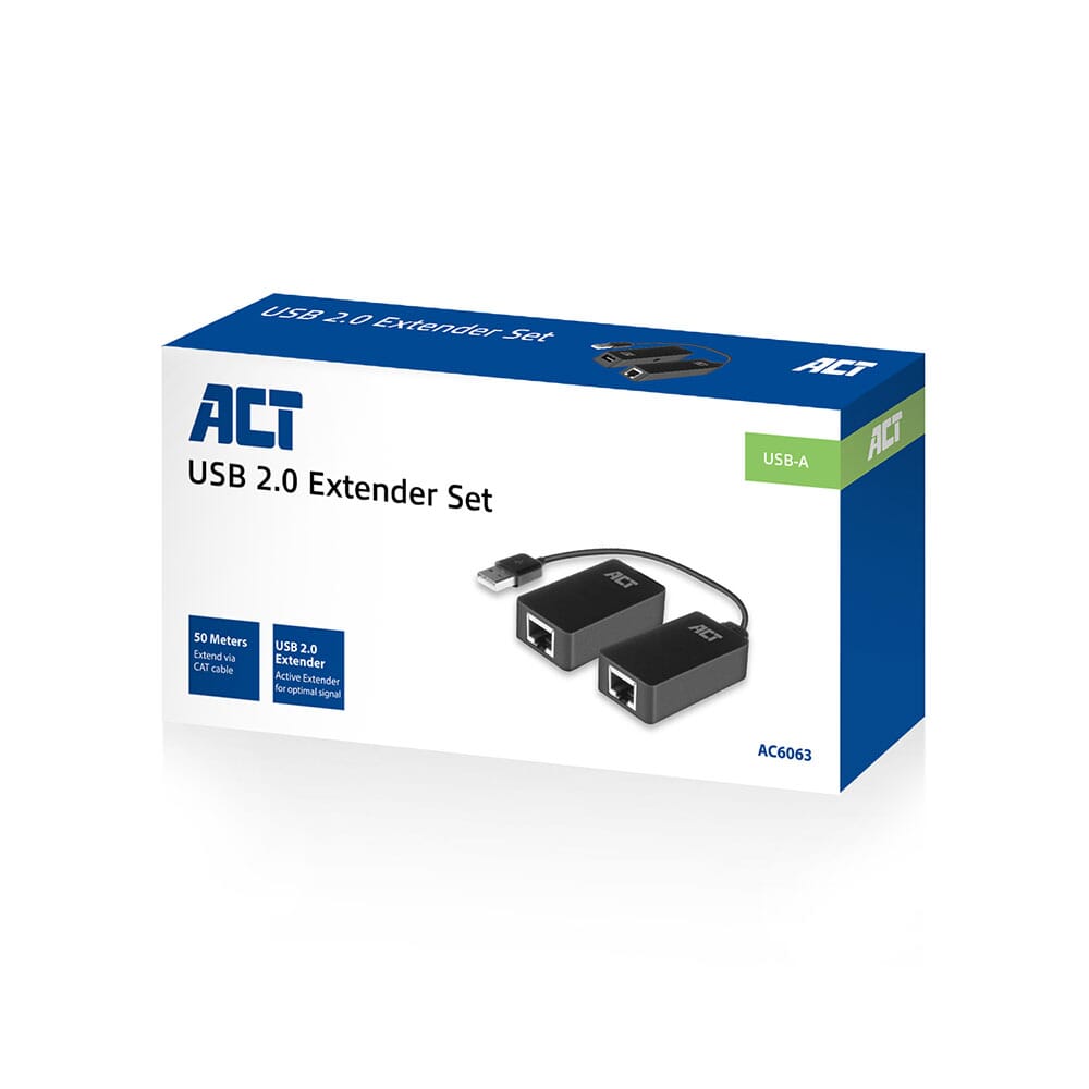 ACT USB Extender set over UTP, extender tot 50 meter