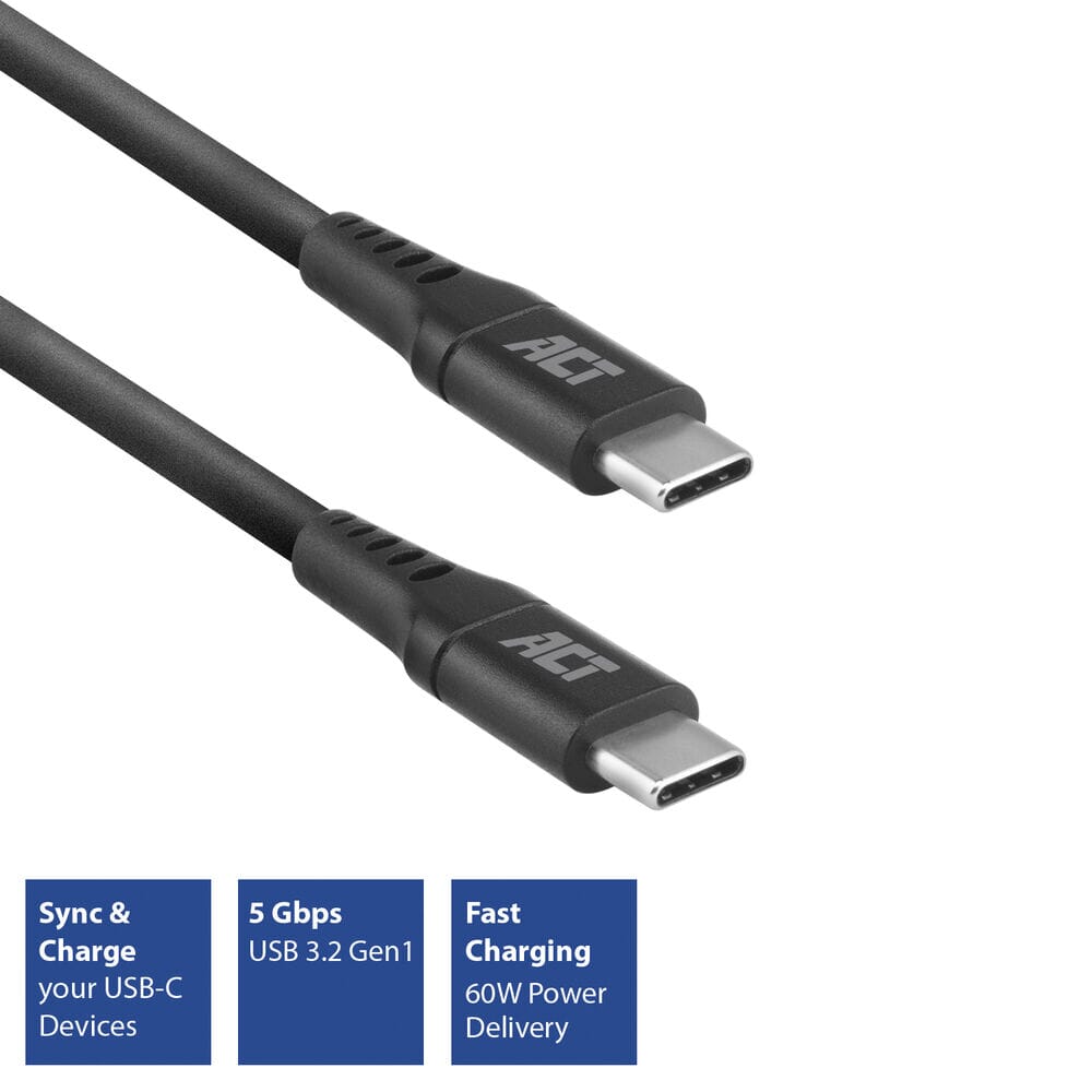 ACT USB 3.2 Gen1 laad- en datakabel C male - C male 1 meter