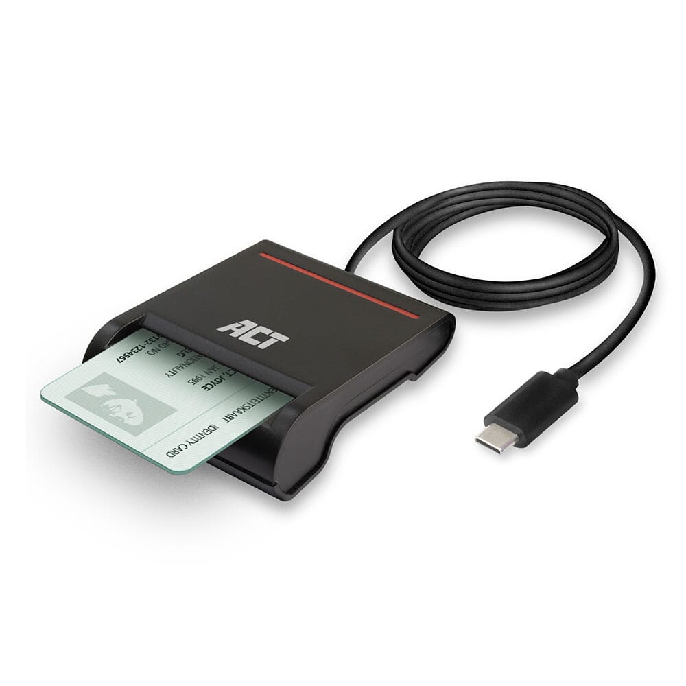 ACT Externe USB-C Smartcard eID Kaartlezer, zwart