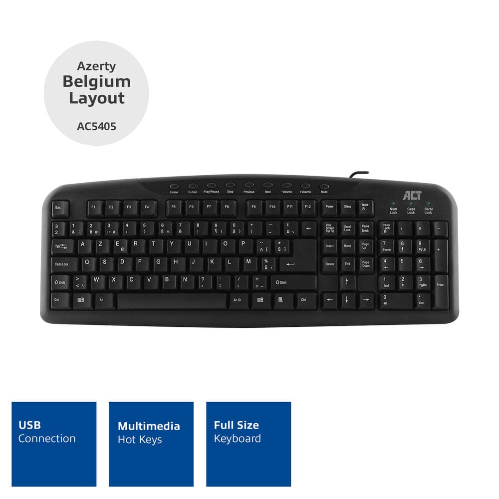 ACT Tastatur USB, Azerty, Schwarz