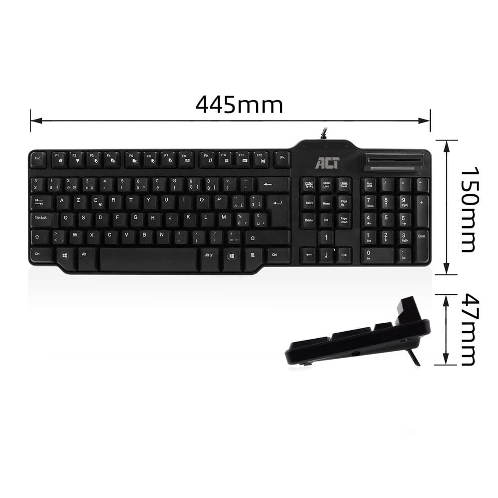ACT Bekabeld toetsenbord Smartcard lezer (Azerty/BE layout)