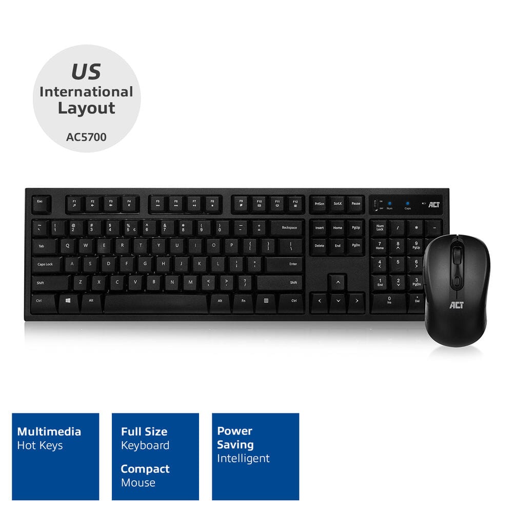 ACT Clavier et souris sans fil USB nano-récepteur Qwerty
