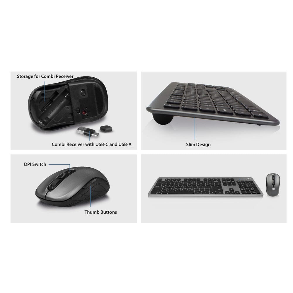 ACT Draadloze set met toetsenbord en muis (Qwerty/US layout)