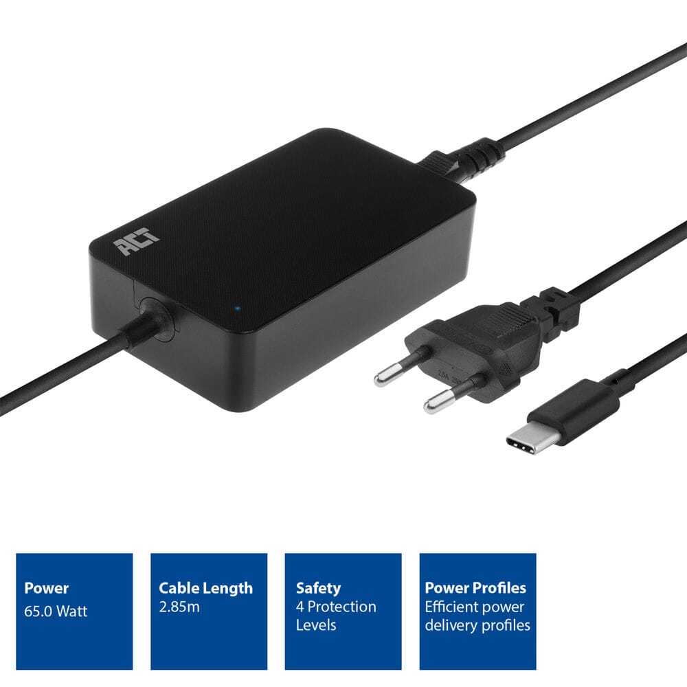 ACT USB-C-Laptop-Ladegerät mit Power Delivery Profilen 65W