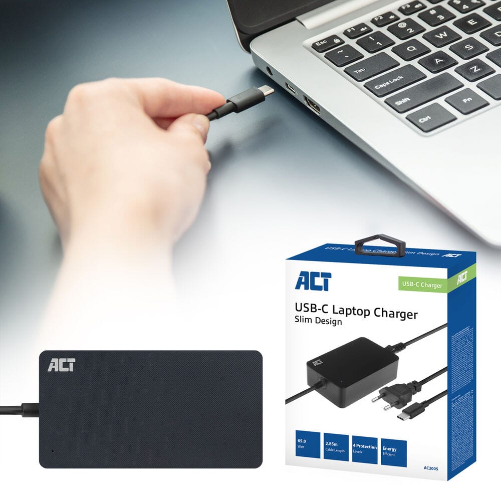 ACT USB-C-Laptop-Ladegerät mit Power Delivery Profilen 65W