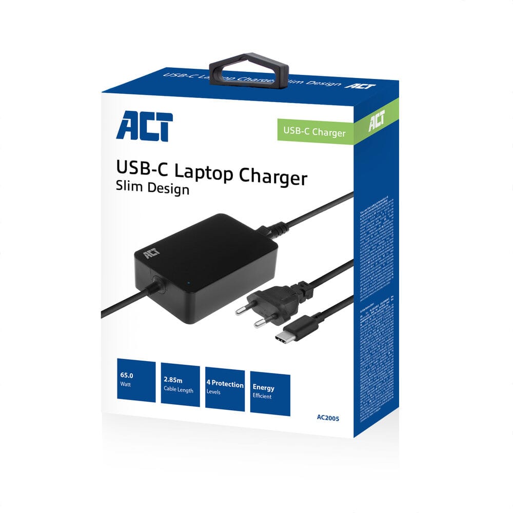 ACT USB-C-Laptop-Ladegerät mit Power Delivery Profilen 65W