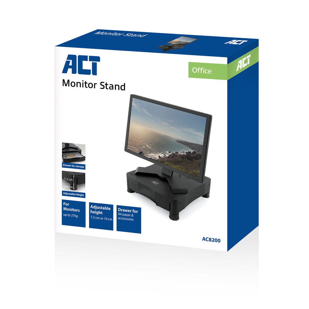 ACT Monitorstandaard met een lade, in hoogte verstelbaar