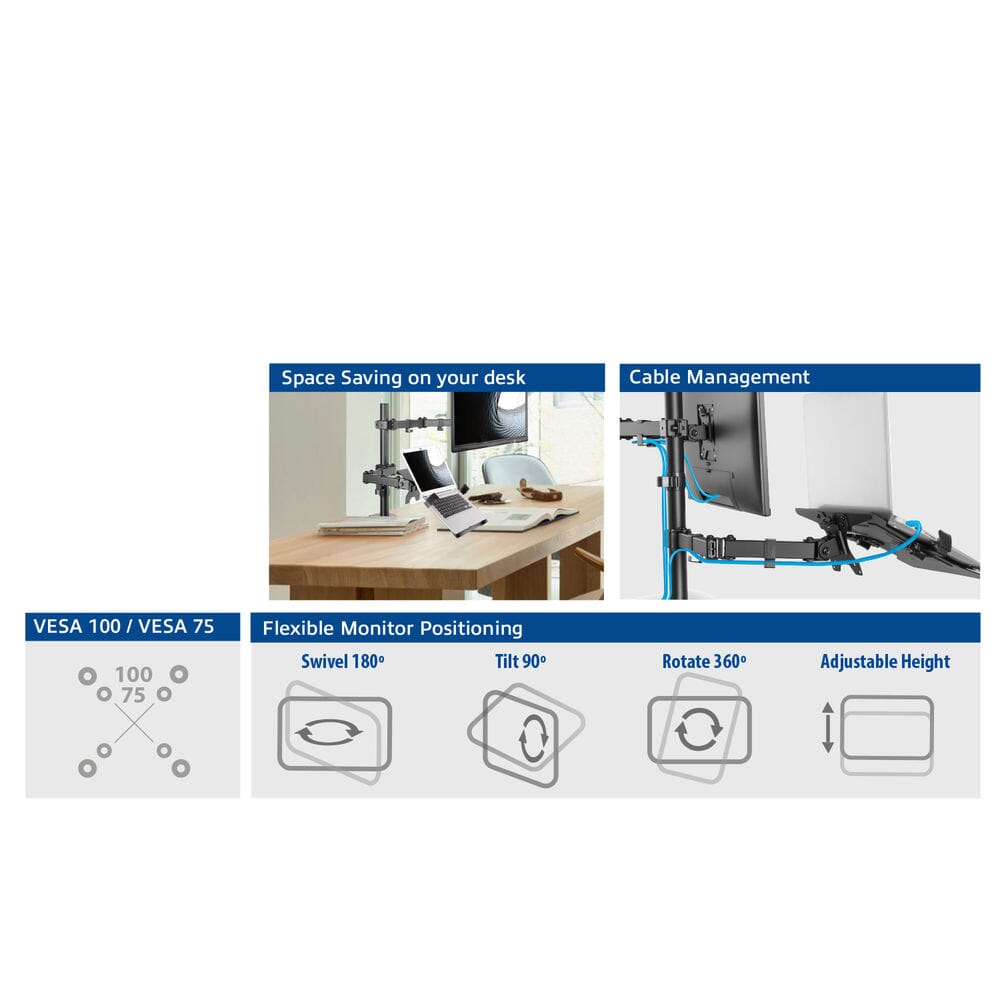 ACT Monitorarm mit Laptophalterung, 1 Bildschirm