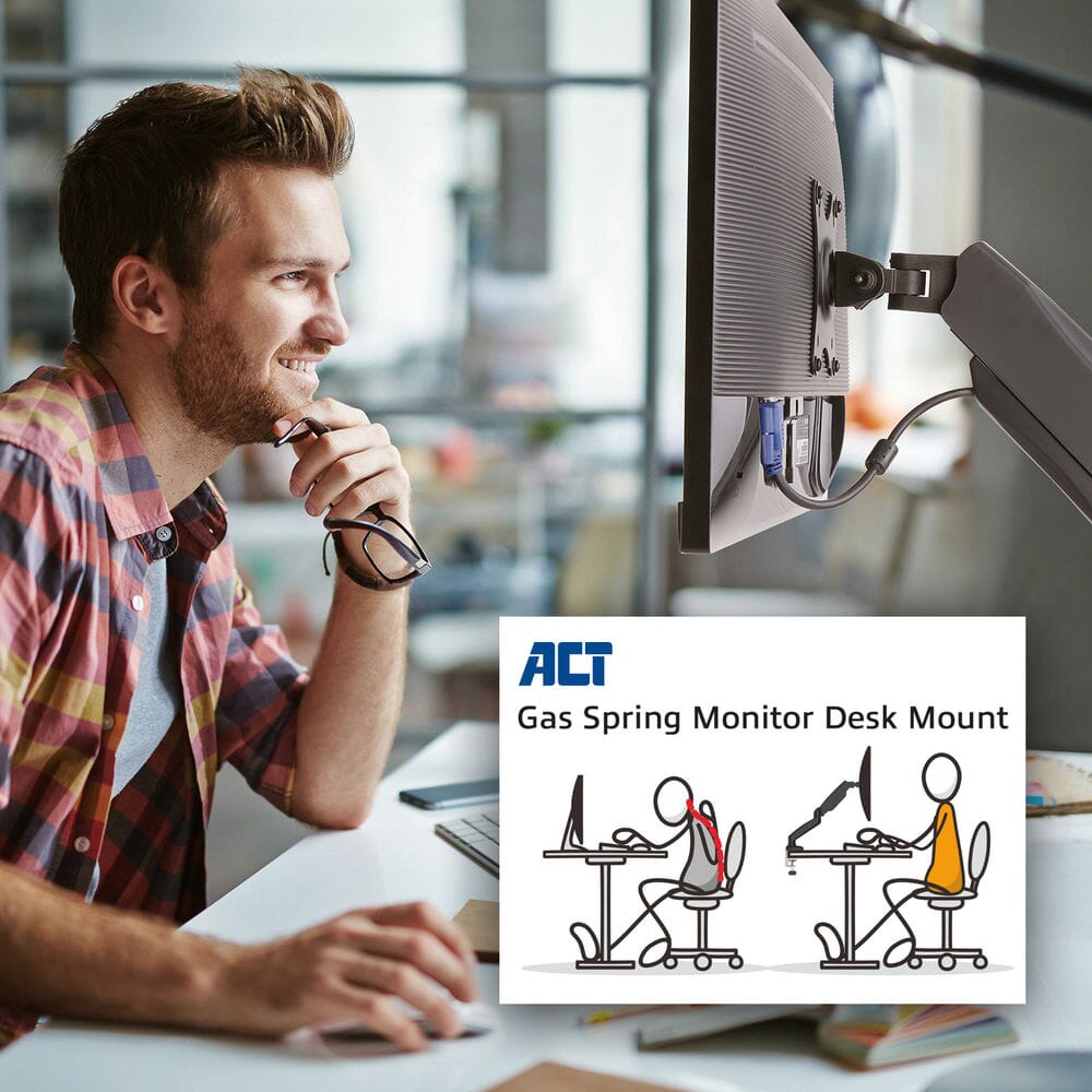 ACT Monitorarm office met gasveer, 1 scherm
