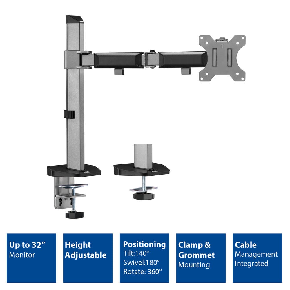 ACT Monitorarm office, 1 scherm, zilver