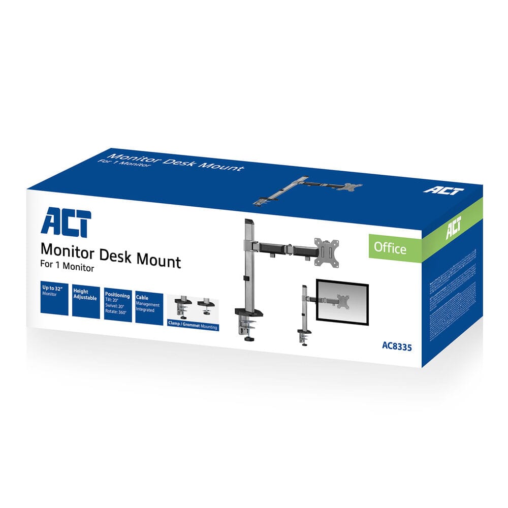 ACT Monitorarm office, 1 scherm, zilver