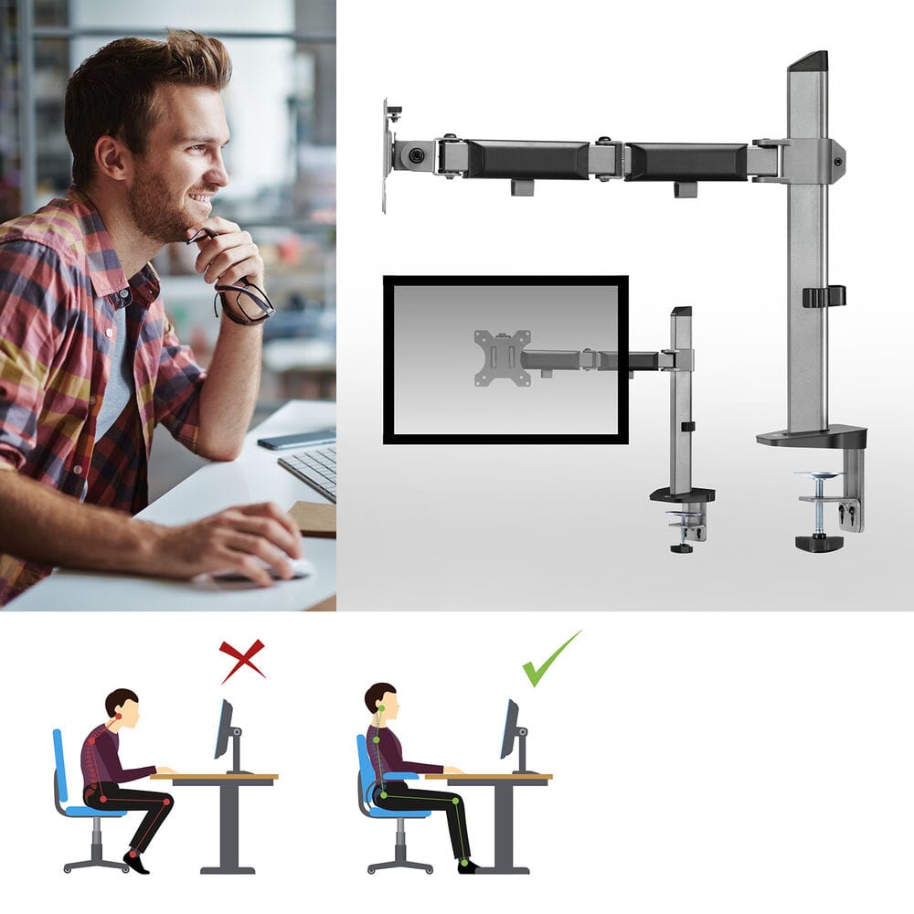 ACT Monitorarm office, 1 scherm, zilver
