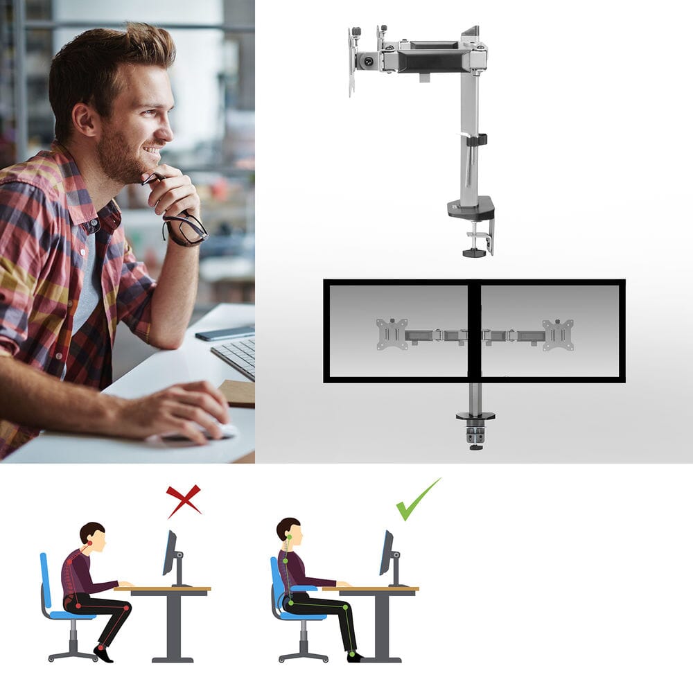 ACT Monitorarm office, 2 Bildschirme, Silber