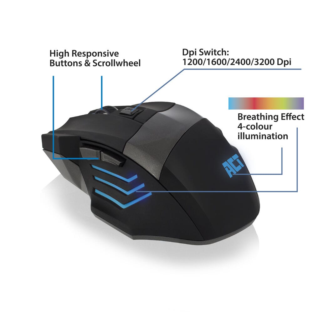 ACT Bekabelde Gaming Muis met verlichting 3200 dpi