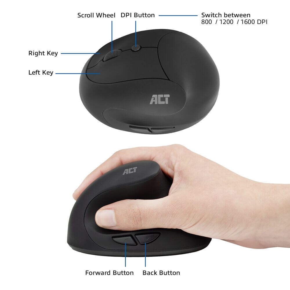 ACT Draadloze Ergonomische Muis 1600 DPI