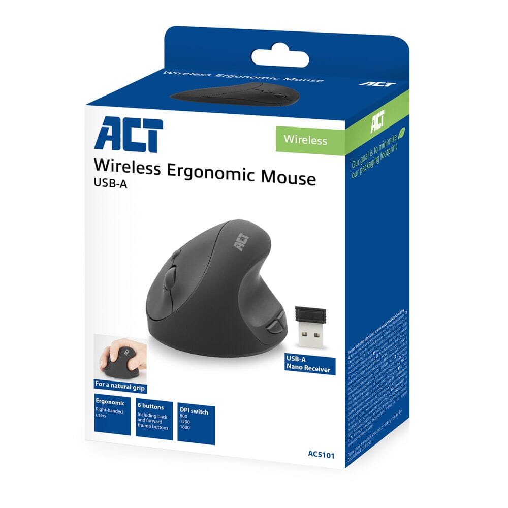 ACT Draadloze Ergonomische Muis 1600 DPI
