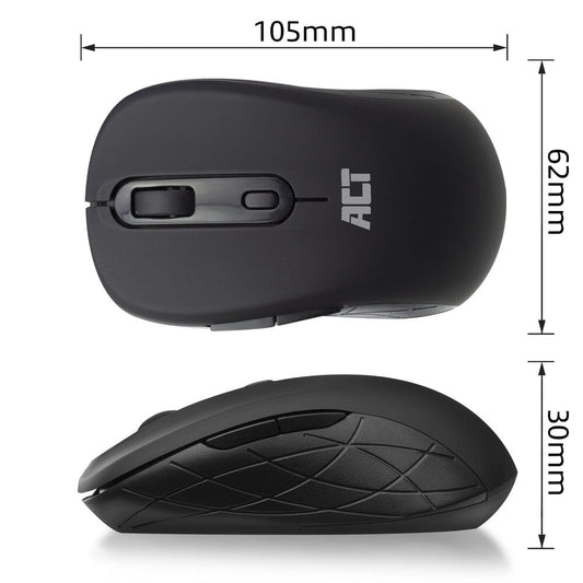 Souris sans fil ACT, nano-récepteur USB, 1600 dpi, noir