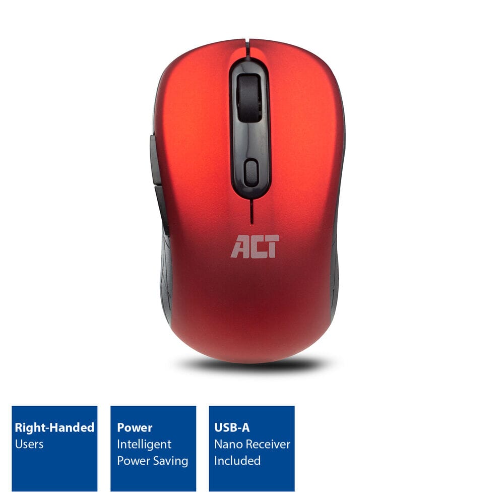 ACT Kabellose Maus, USB-Nano-Empfänger, 1600 dpi, rot