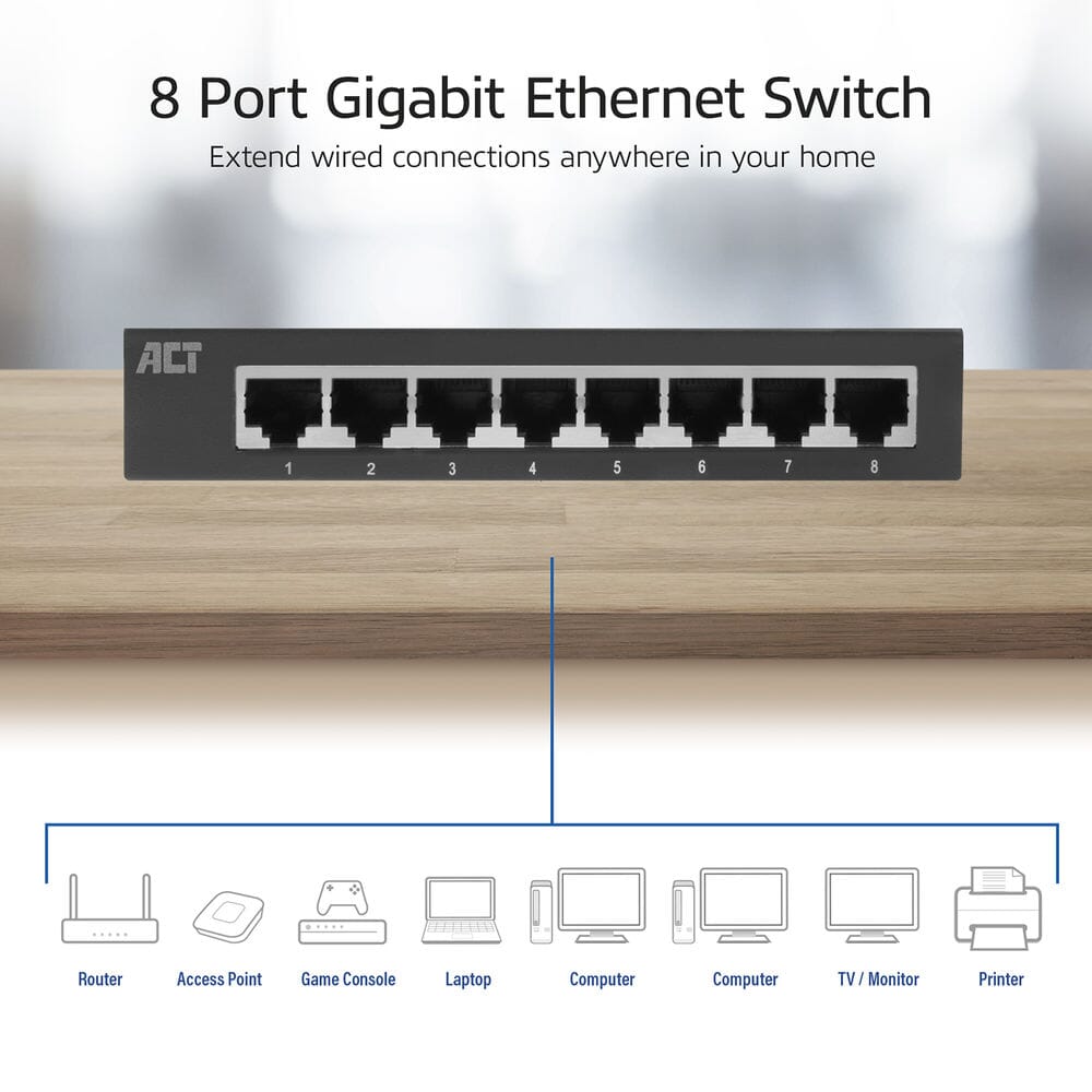 ACT 8-Port Gigabit Ethernet Netzwerk-Switch