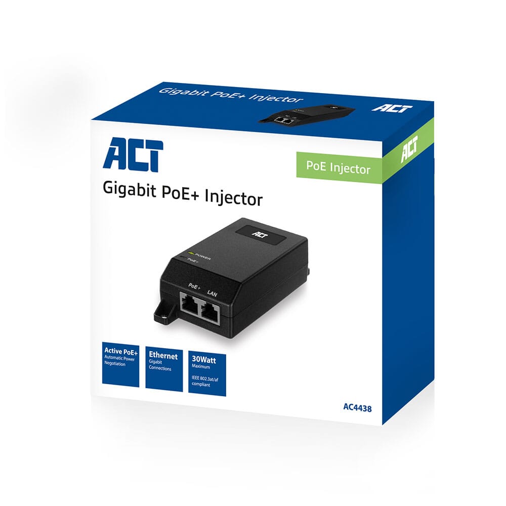 ACT Gigabit PoE+ (30W) Injector