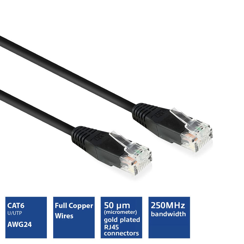 ACT Zwart 5,0 meter U/UTP CAT6 patchkabel met RJ45 Zip Bag