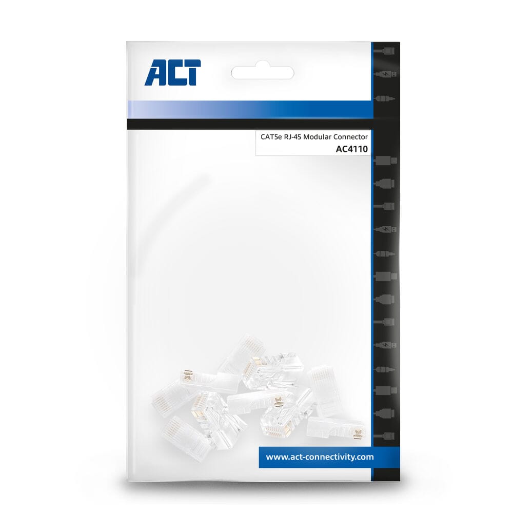 ACT Modulaire CAT5E RJ-45 connector (10 stuks), Zip Bag
