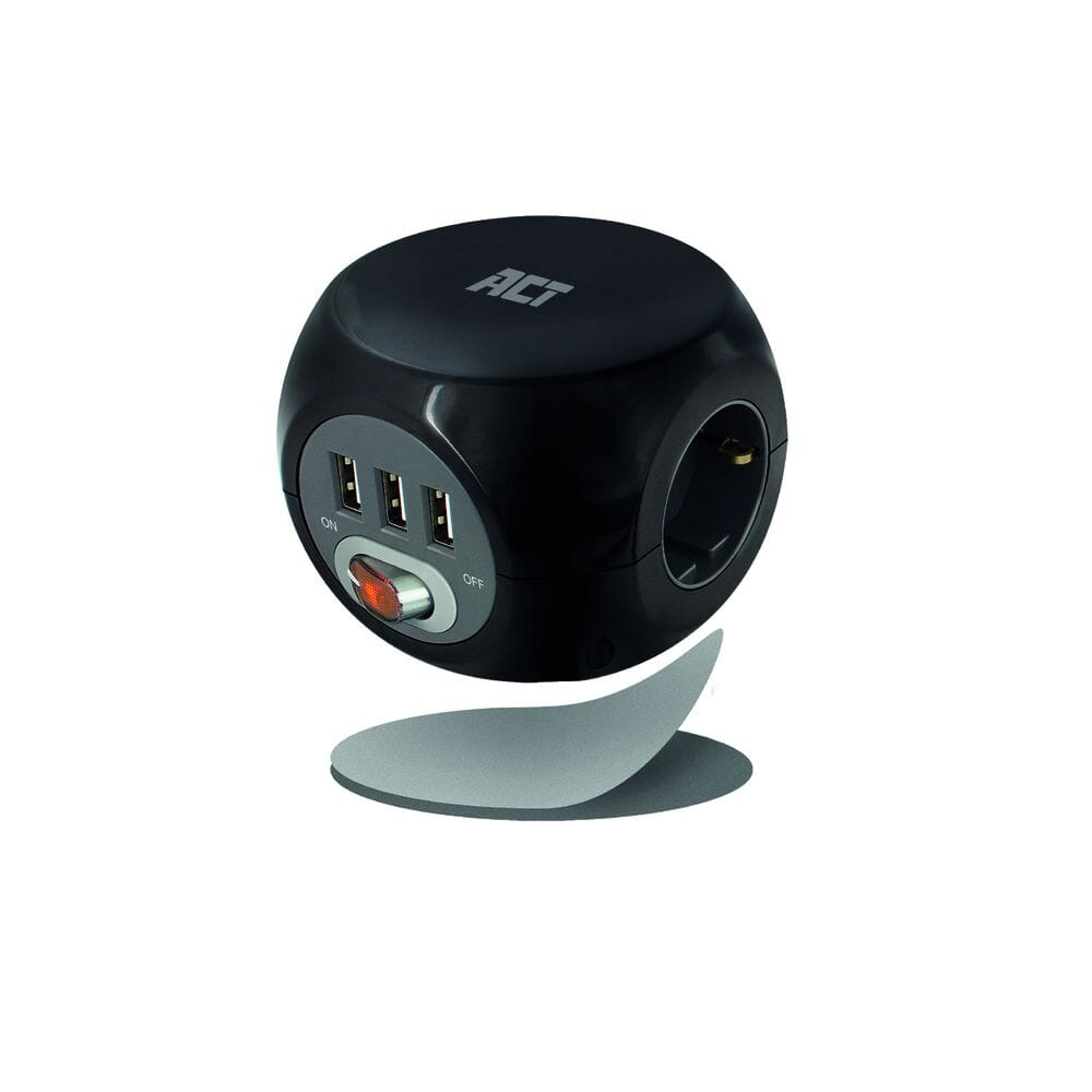 ACT Vierkante stekkerdoos (PDU) met 3 sockets type F 1,5m