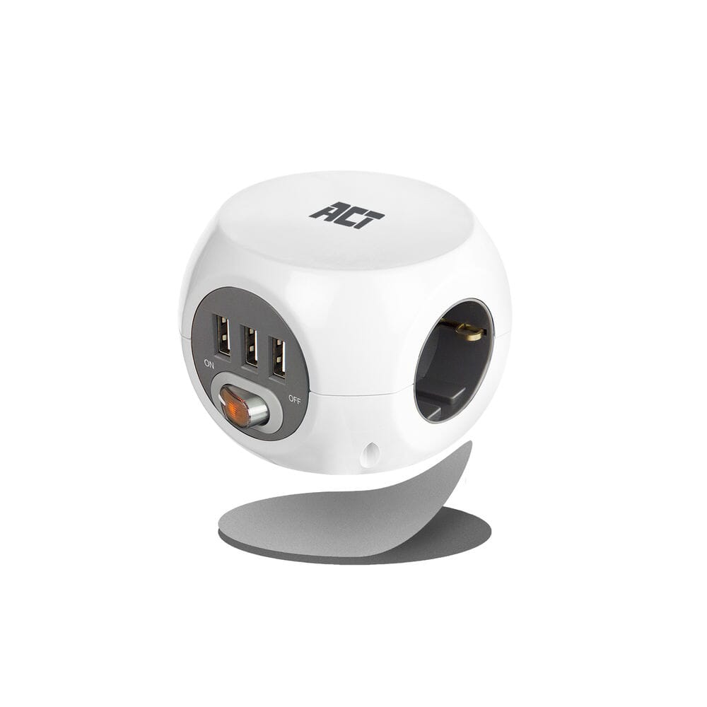 ACT Vierkante stekkerdoos (PDU) met 3 sockets type F 1,5m