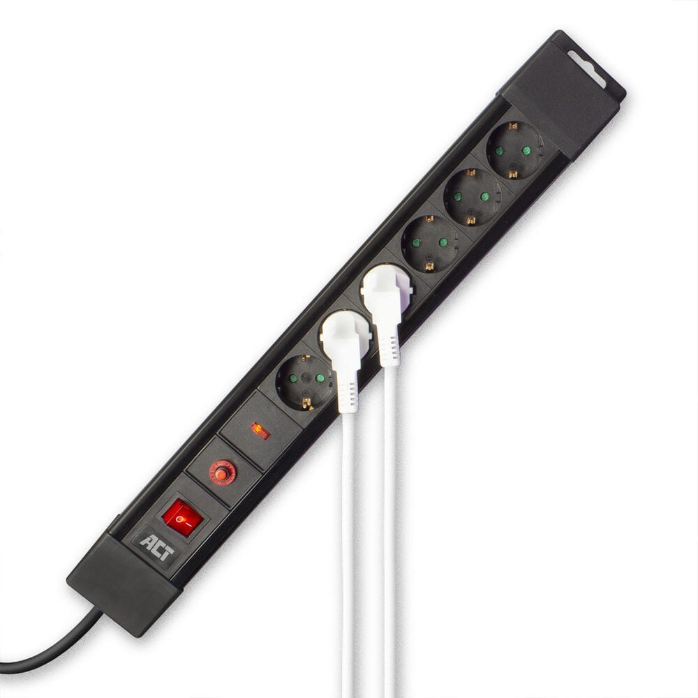 ACT Stekkerdoos 6 sockets, 1,5 m zwart