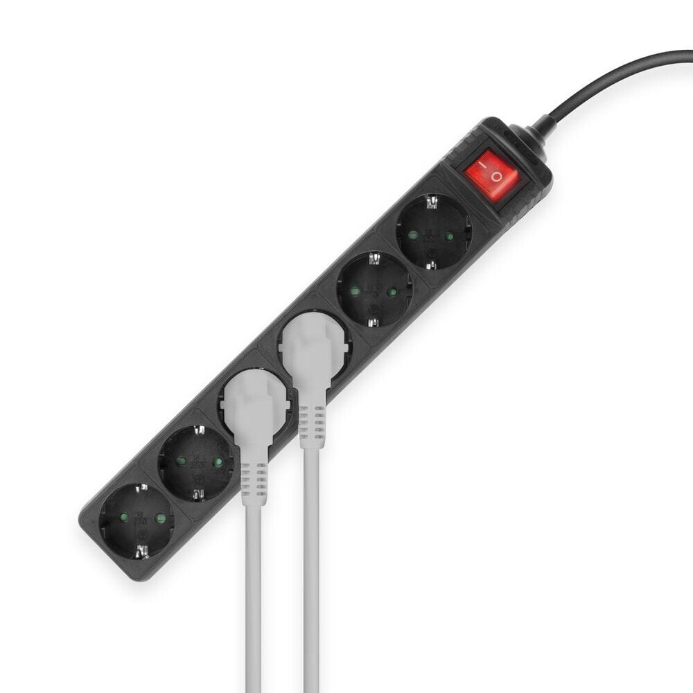 ACT Stekkerdoos met lichtgevende schakelaar, 6 sockets, 3 m