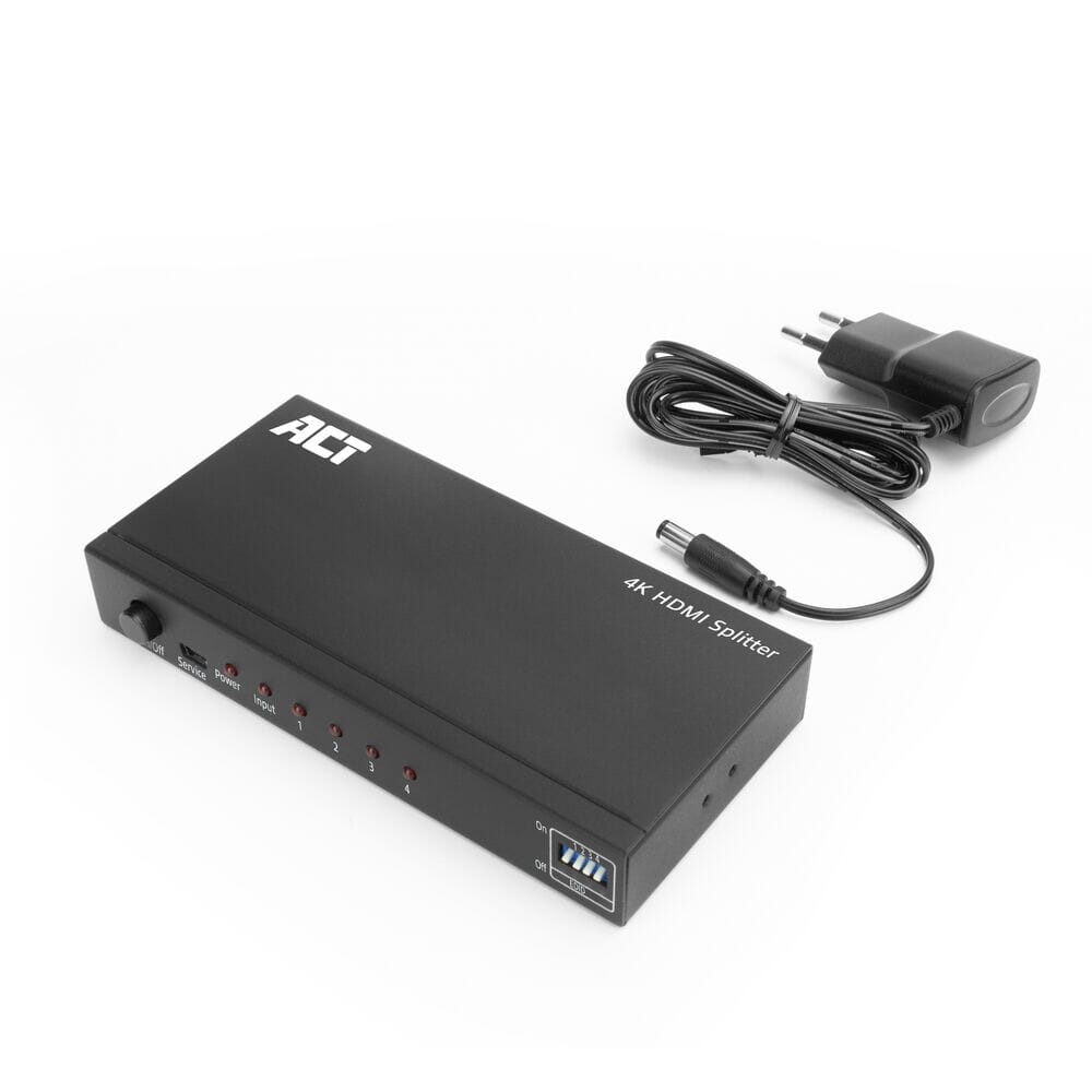 ACT 4K HDMI splitter, 1 in 4 out, EDID ondersteuning