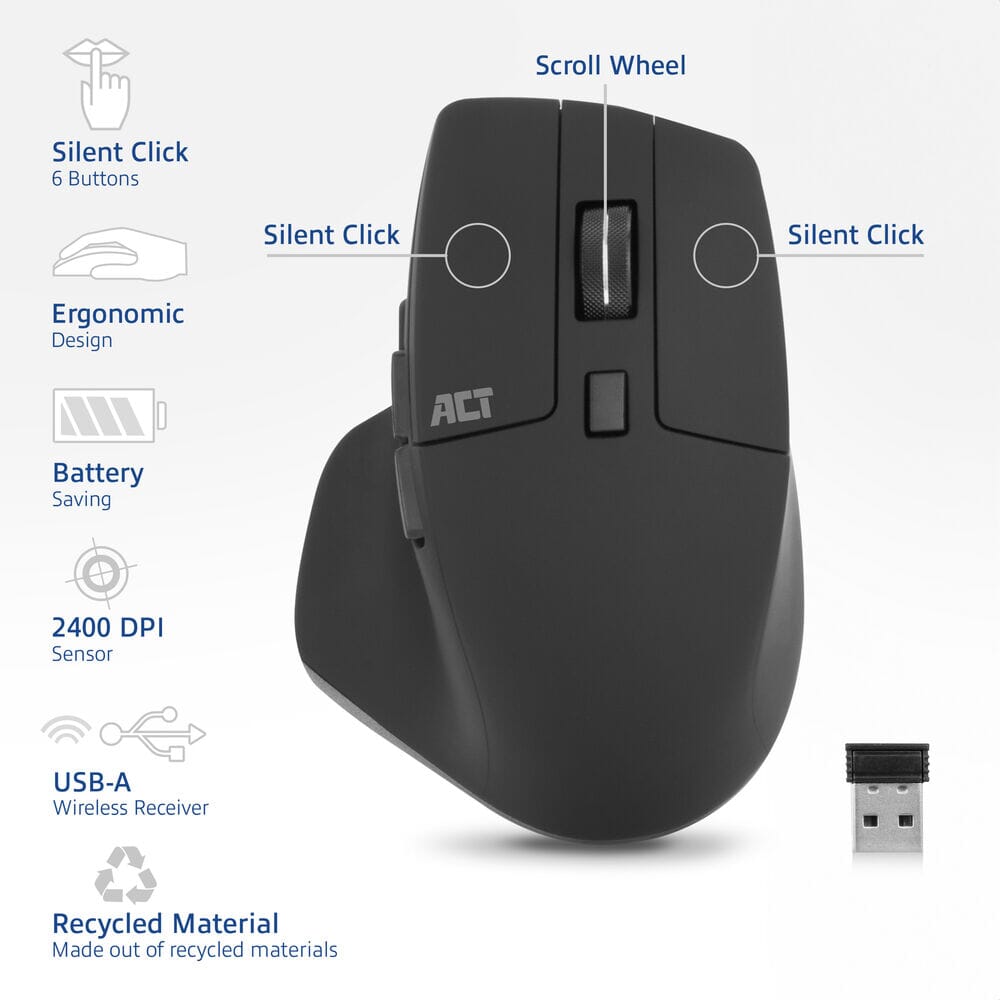 ACT Wireless mouse 2400 DPI with silent click
