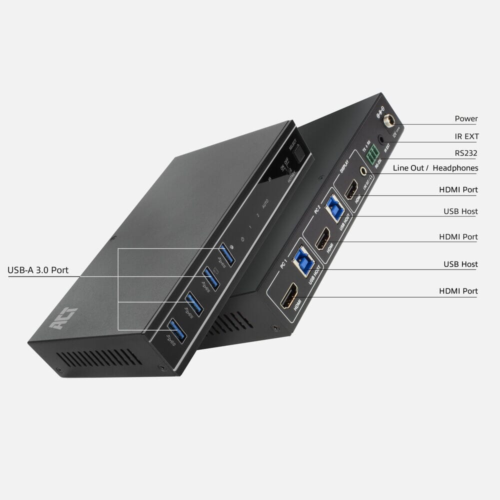 ACT 2-Port HDMI 4K@60Hz KVM switch, USB 3.2 Gen1 (USB 3.0)