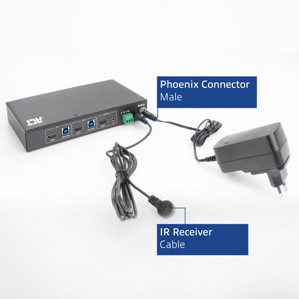 ACT 2-Port HDMI 4K@60Hz KVM switch, USB 3.2 Gen1 (USB 3.0)