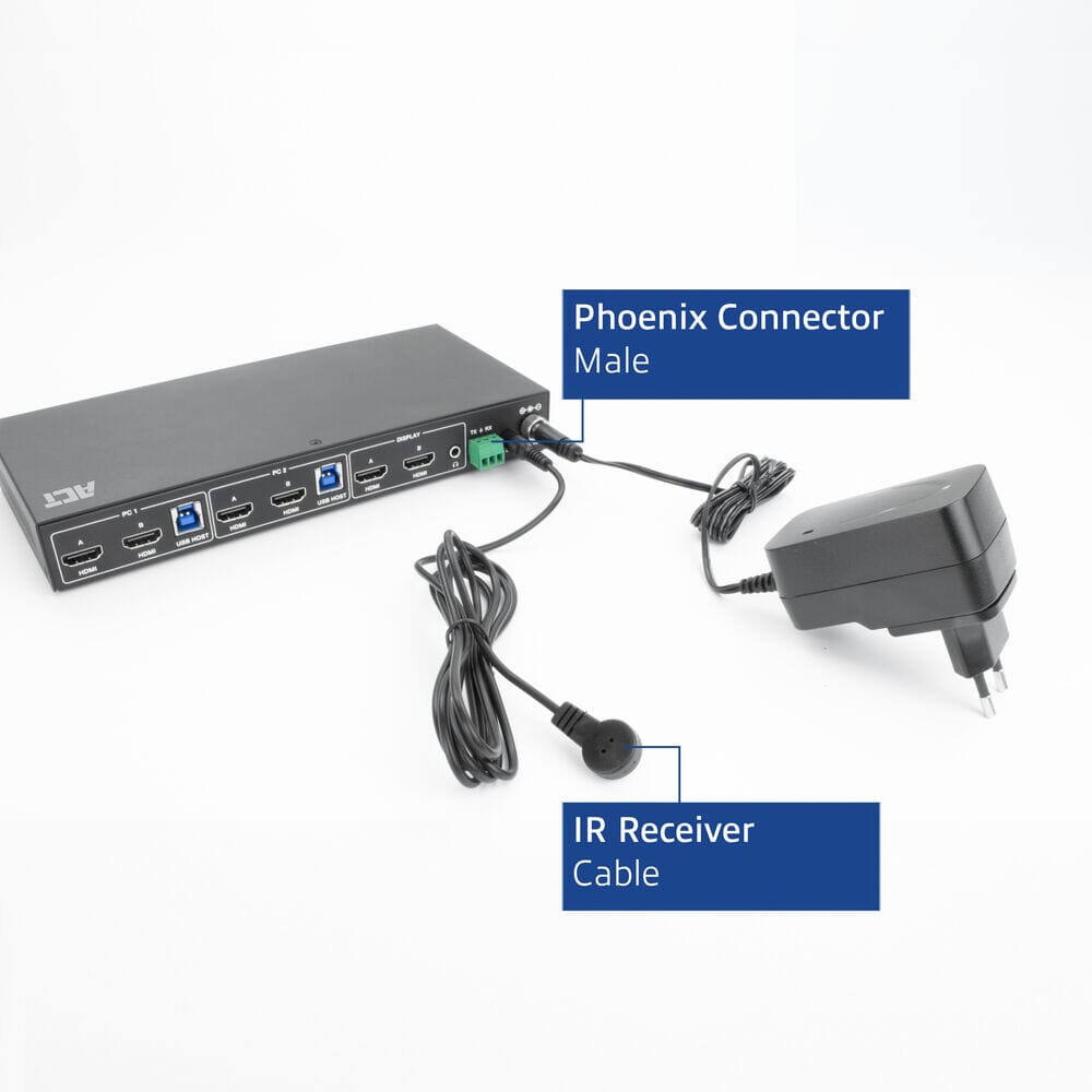 ACT 2-Port Dual HDMI 4K@60Hz KVM switch, USB 3.2 Gen1
