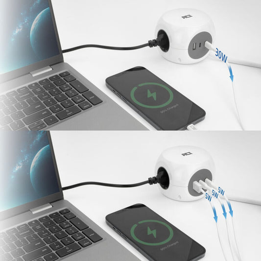 ACT Power strip cube with 3 sockets (type F), 30W PD