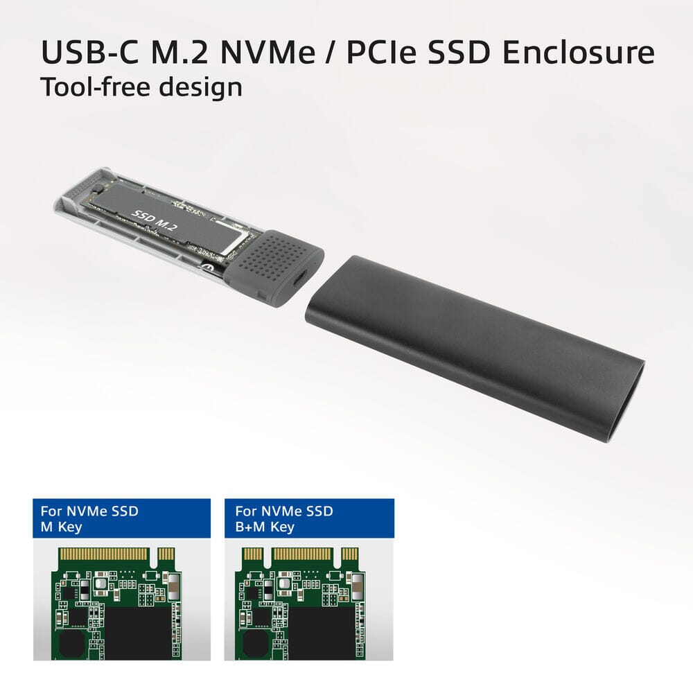 ACT USB-C M.2 NVMe / PCIe SSD-Gehäuse, werkzeuglos