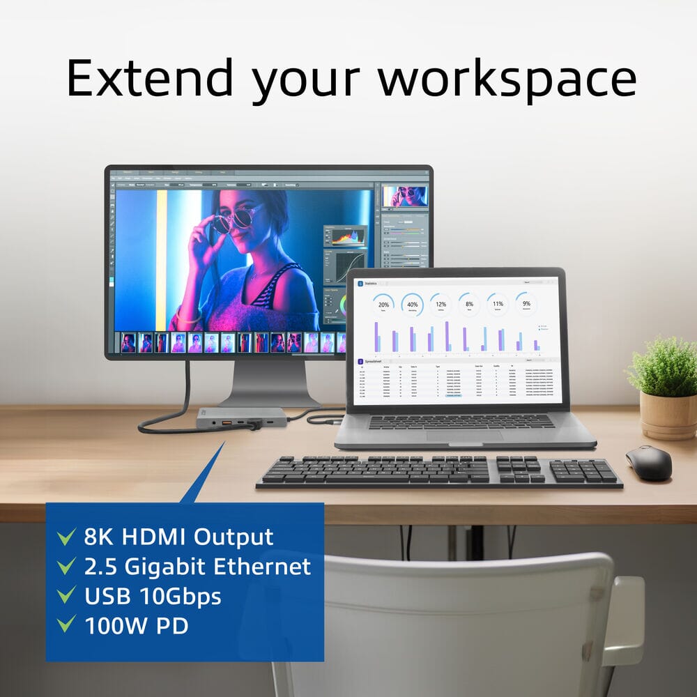 ACT USB-C 4K / 8K 60Hz docking station for 1 HDMI monitor