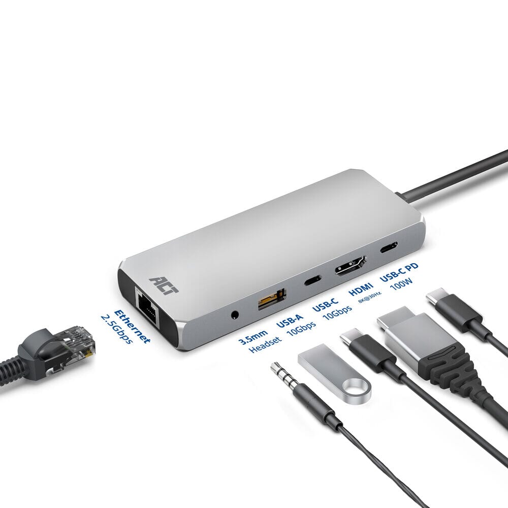 ACT USB-C 4K / 8K 60Hz docking station for 1 HDMI monitor