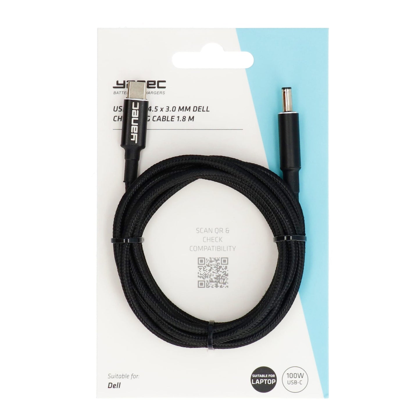 Yanec USB-C naar 4.5 x 3.0 mm Dell laadkabel 1.8m
