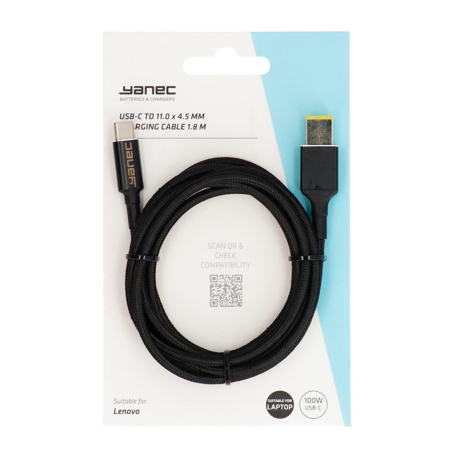 Câble de charge Yanec USB-C vers 11.0 x 4.5 mm 1.8m