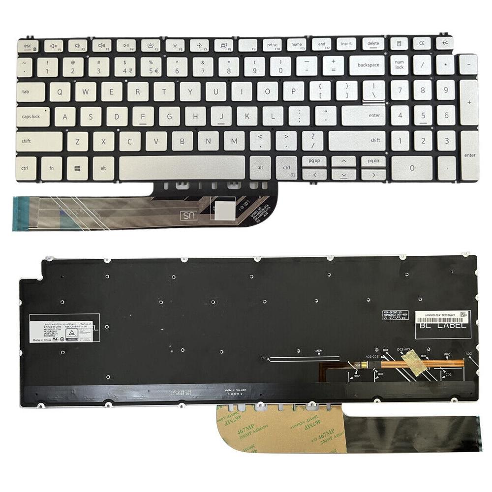 Laptoptoetsenbord met verlichting voor Dell Inspiron 15 7590 / 7791 / 5584 (US-indeling, zilver)