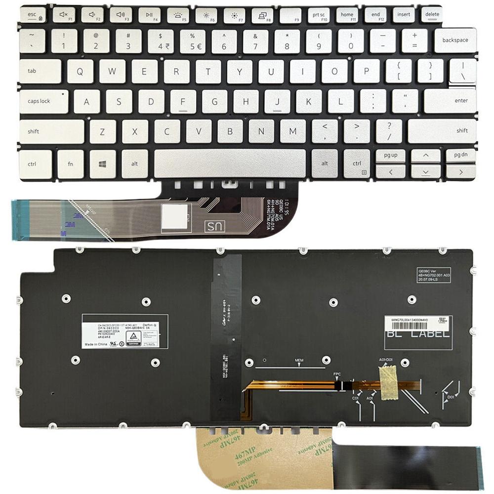 Laptoptoetsenbord met verlichting voor Dell Inspiron 7490 / Vostro 5390 (US-indeling, zilver)