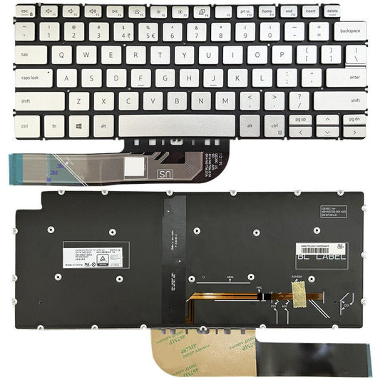 Laptoptoetsenbord met verlichting voor Dell Inspiron 7490 / Vostro 5390 (US-indeling, zilver)