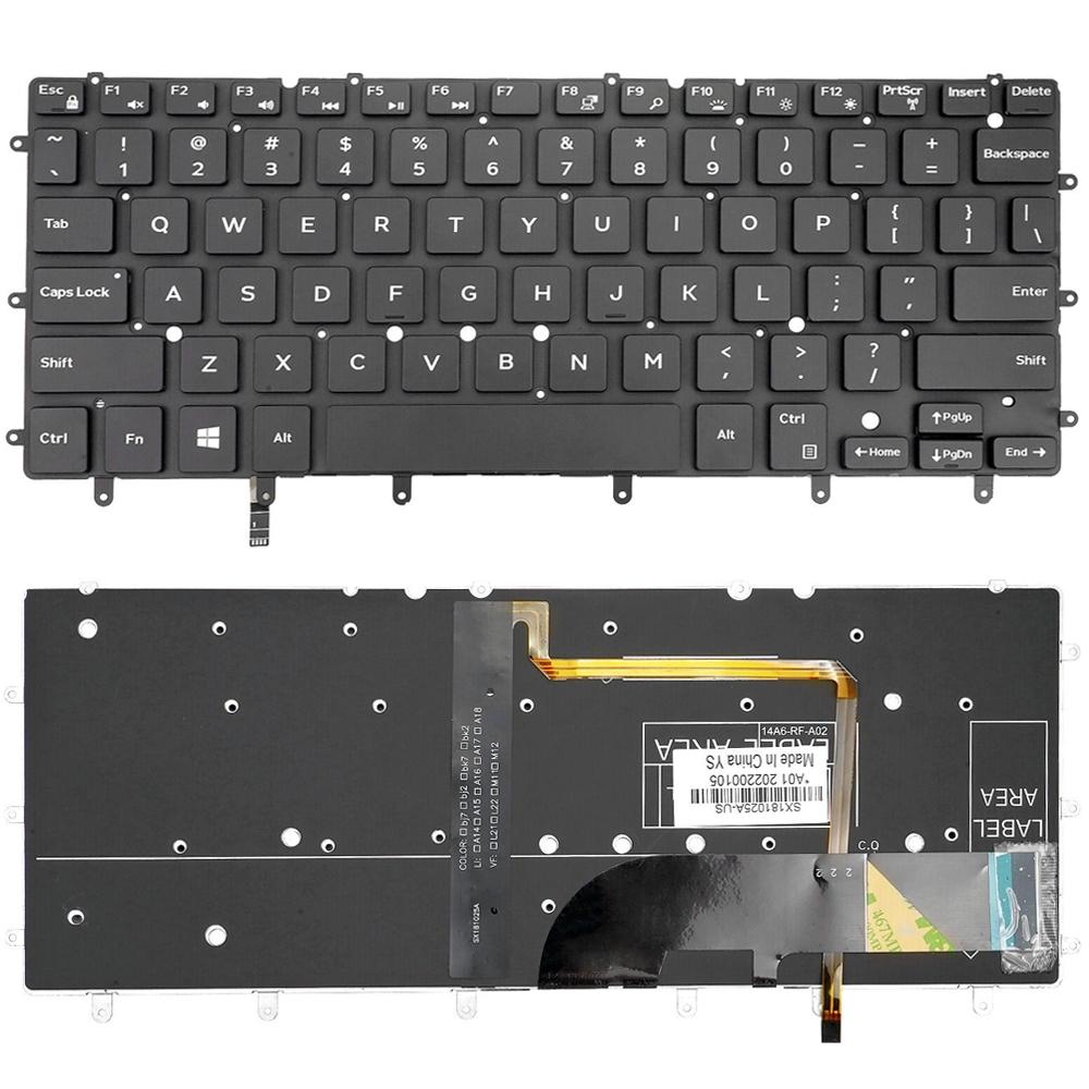 Laptoptoetsenbord met verlichting US-indeling voor Dell XPS 13 9343 / 9350 / 9360 (zwart)