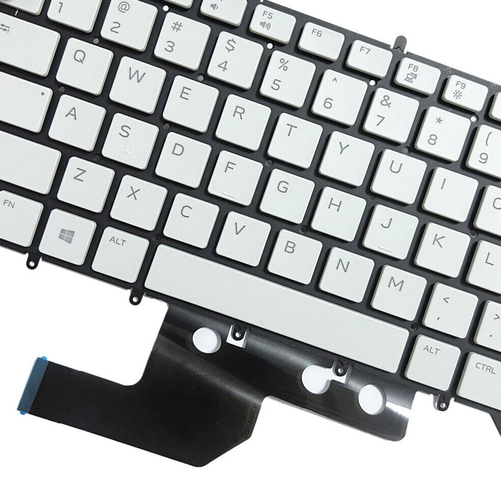 Laptoptoetsenbord met RGB-verlichting US-indeling voor Dell Alienware m15 R3 / R4 (wit, 0Y00RH)