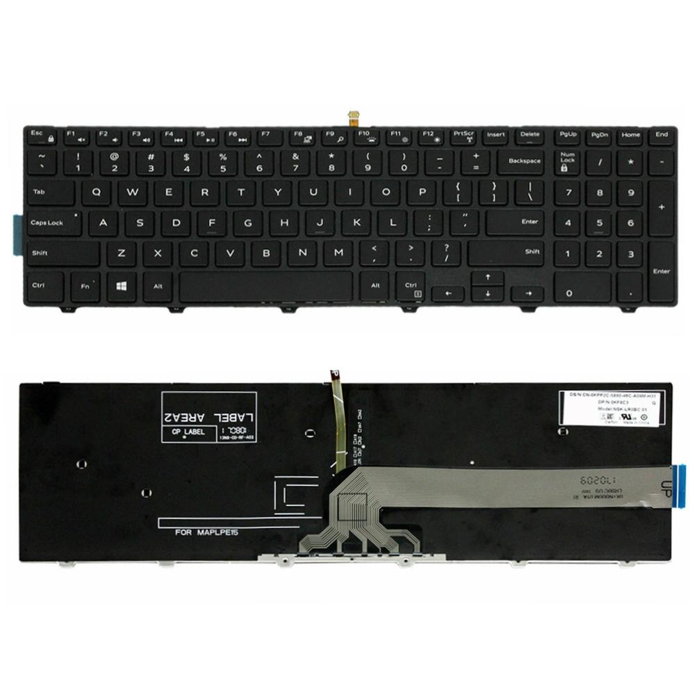 Laptoptoetsenbord met verlichting US-indeling voor Dell 15-9550 / 15-3000 / 15-5542 (witte opdruk)