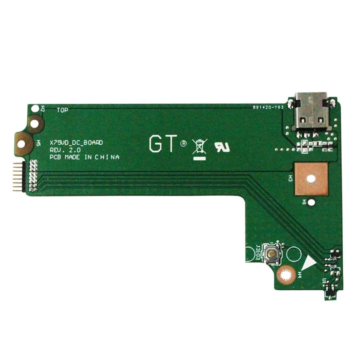 Aan/uit-knop- en DC-jack-print voor Asus X75