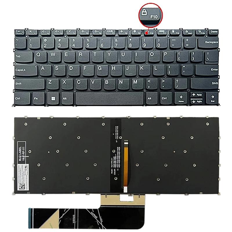 Laptoptoetsenbord met verlichting voor Lenovo IdeaPad 5 en Yoga Slim 7 Pro, F10 met slotpictogram (Zwart)